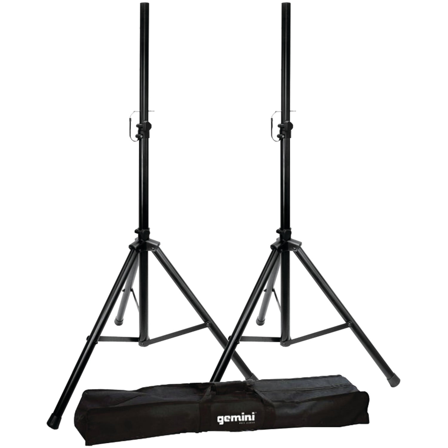 Gemini Black 6' Adjustable Steel Speaker Stands with Carrying Case
