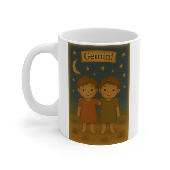 Gemini Starry Night Mug, Zodiac Gift, Astrology Coffee Cup, Celestial Drinkware, Horoscope Lovers Tea Mug.