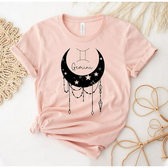 Gemini T-shirt Sign Shirt Horoscope Top Astrology Tee Zodiac Signs Gift Birthday Shirts Women's T-shirts Girl For Present Horoscopes Characteristic