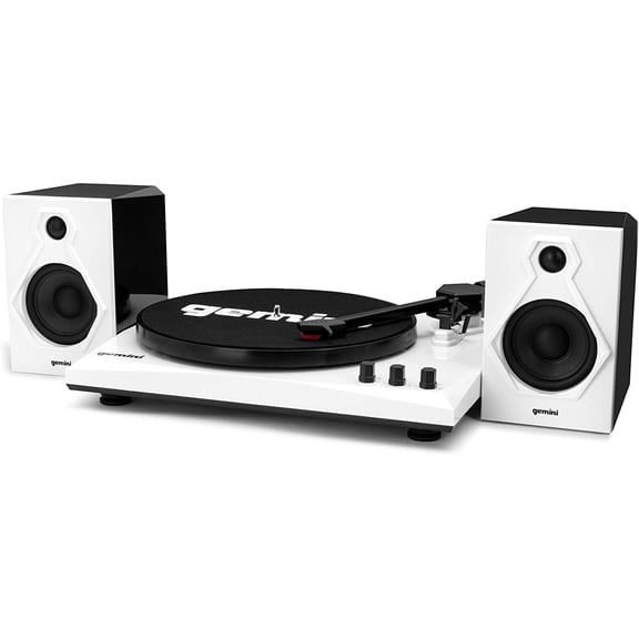 Gemini TT-900BW Vinyl Record Player Turntable With Bluetooth And Dual Stereo Speakers (White)