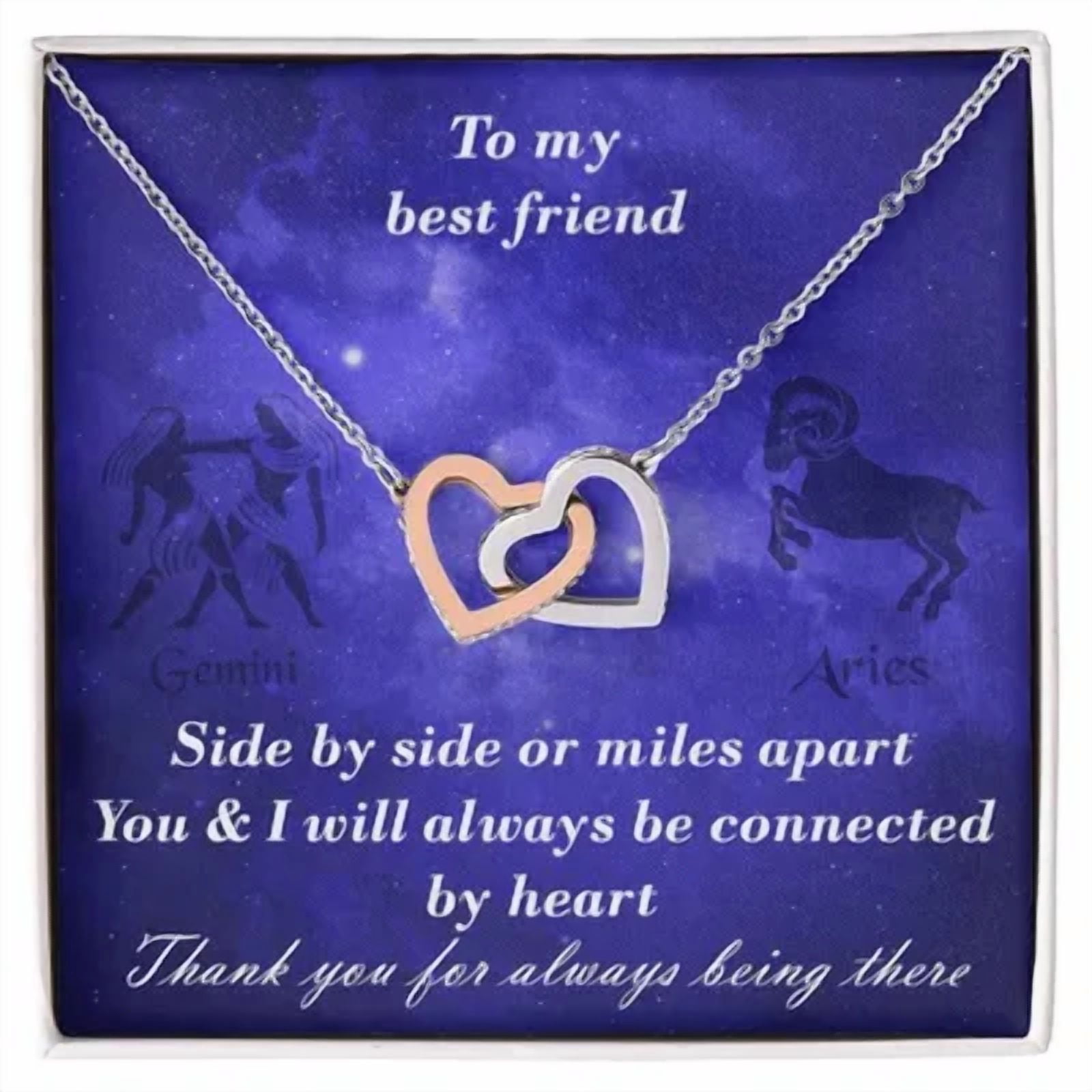 Interlocked Gemini To Aries Best Friend Interlocked Hearts Necklace, Multi ...