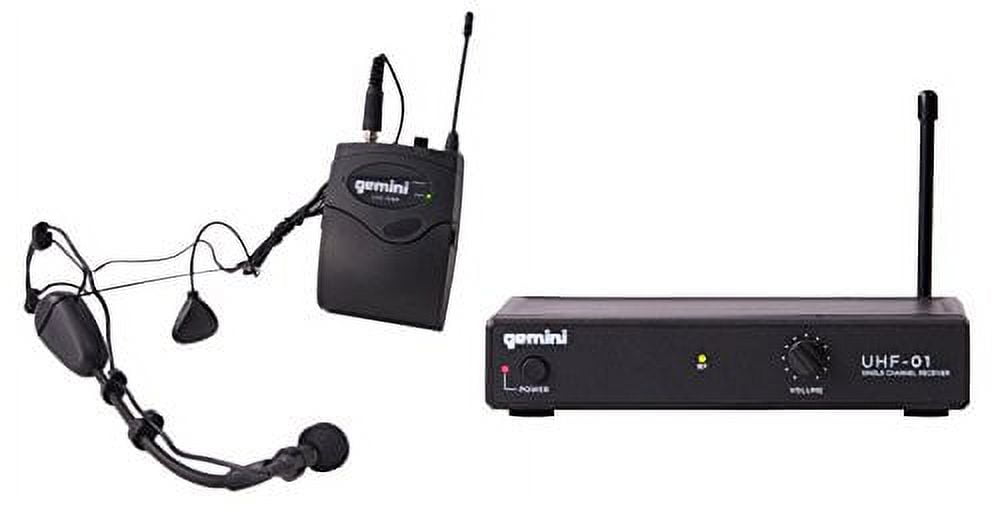 Gemini UHF-01HL-F4 Professional Audio DJ Equimpent Superior Single Channel Wireless UHF System and Handheld Microphone with 150ft Opereating Range