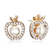 Gemini Unique Womens Jewelry Gold Filled Pearl Swarovski Crystal Stud Earrings Valentines Day Gifts Gm127 15mm