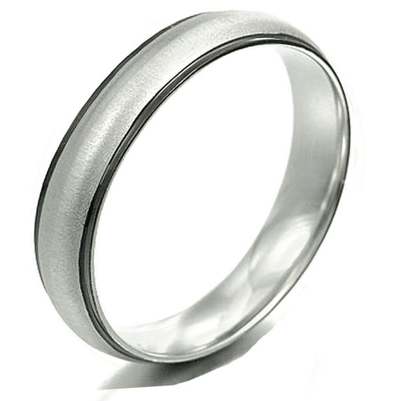 Gemini Unisex Two Tone Black Mix Silver Anniversary Wedding Titanium Ring width 4mm US Size 7 Valentine's Day Gift