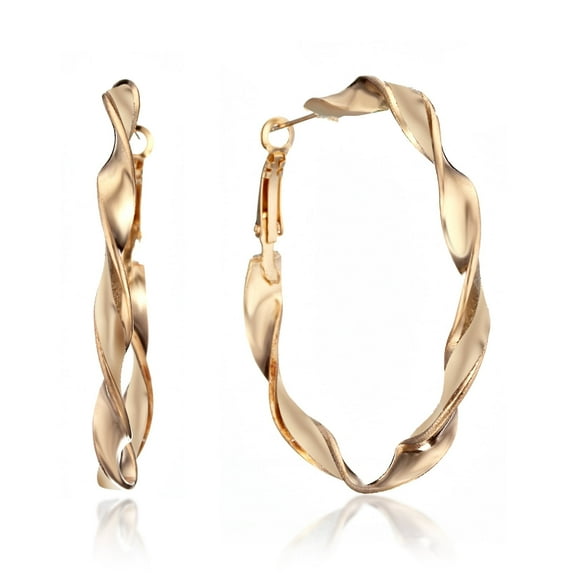 Gemini Women Jewellery Large Twisted Infinity Large Hoop Earrings Gm150 2" inches Color:Yellow Gold