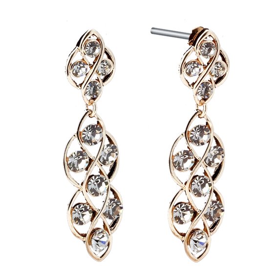 Gemini Women Jewerly Gold Filled Brilliant Diamonds Long Dangle Earrings Gm162 Valentine's Day Gifts , Color: Yellow Gold