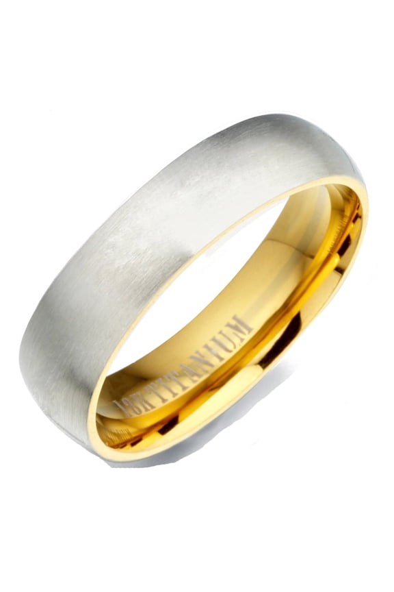 Women's 18K Gold Filled Two Tone Matte & Polish Anniversary Titanium Wedding Ring 5mm US Size 4 Valentine's Day Gift