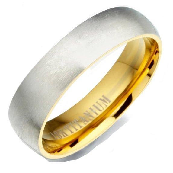 Gemini Women's 18K Gold Filled Two Tone Matte & Polish Anniversary Titanium Wedding Ring 5mm US Size 6.25 Valentine's Day Gift