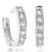 Gemini Womens 18K White Gold Filled Hoop Swarovski Crystal Huggie Earrings for Ladies Gm068