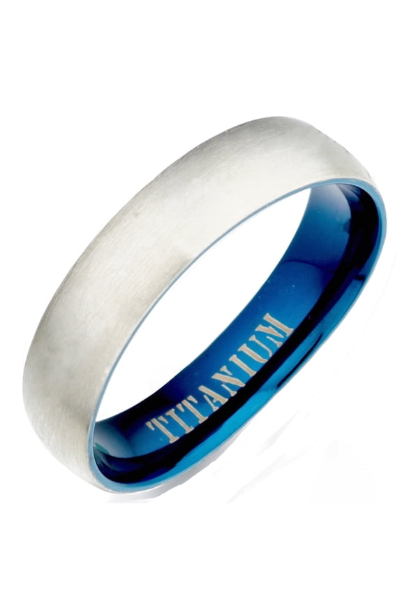 Women's Blue Two Tone Matte & Polish Anniversary Titanium Wedding Ring 5mm US Size 4 Valentine's Day Gift