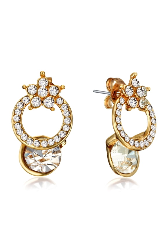 Women's Jewelry Small Stud Huggies Stud Swarovski Crystal Earrings Gm125 , Color: Yellow Gold