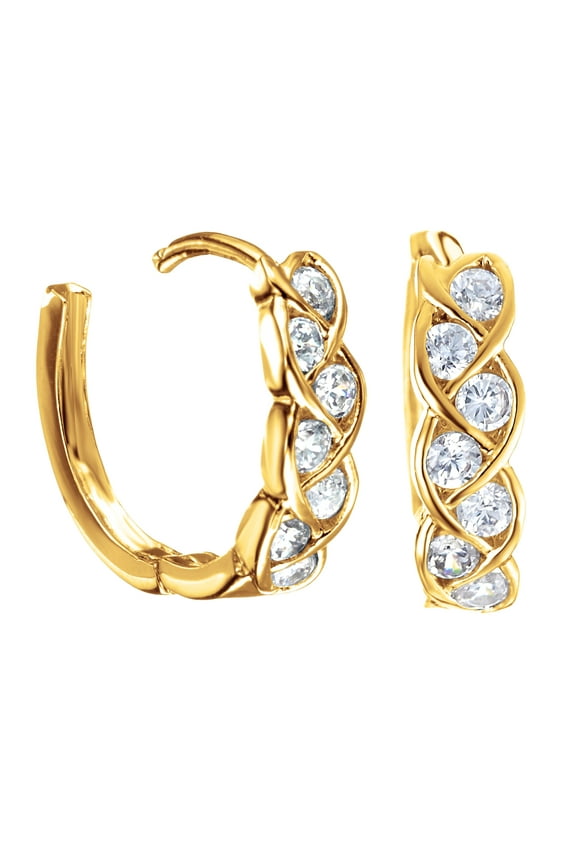 Women's Jewelry Yellow Gold Filled Infinity Knot Small Hoop CZ Diamonds Earrings Valentine's Day Gifts Gm072 1.7cm