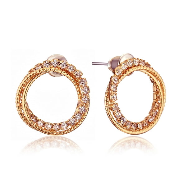 Gemini Women's Jewerly Round Swarovski Crystal Hoop Stud Earrings Gm131