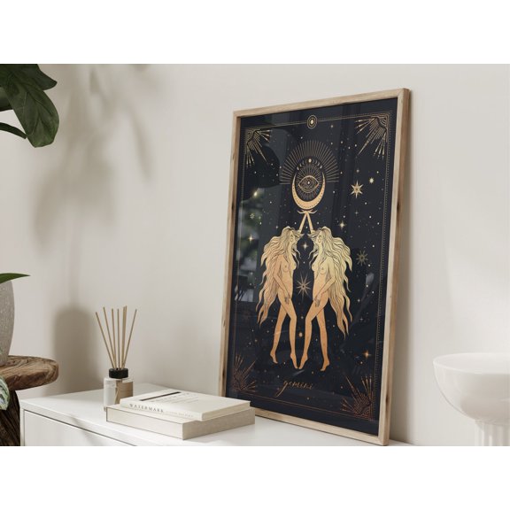 Gemini Zodiac Black And Gold Gemini Zodiac Astrology Birthday Best Bedroom Living Room Serene Decor Wall Decor Unframed Paper Print