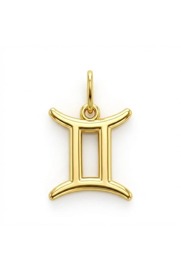 Gemini Zodiac Charm Pendant - 10 Karat Soild Gold - Astrology Pendant - Great For Gifts - Dainty Charm - Great For Layering