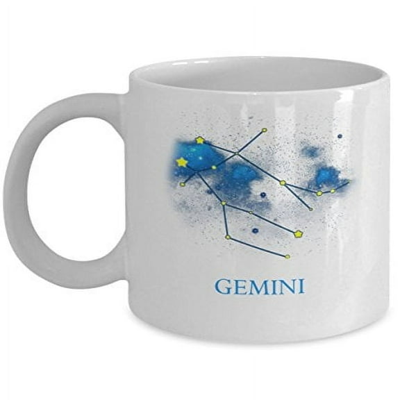 Gemini 11 oz Coffee Mug - Zodiac Constellation Design White Ceramic Gift