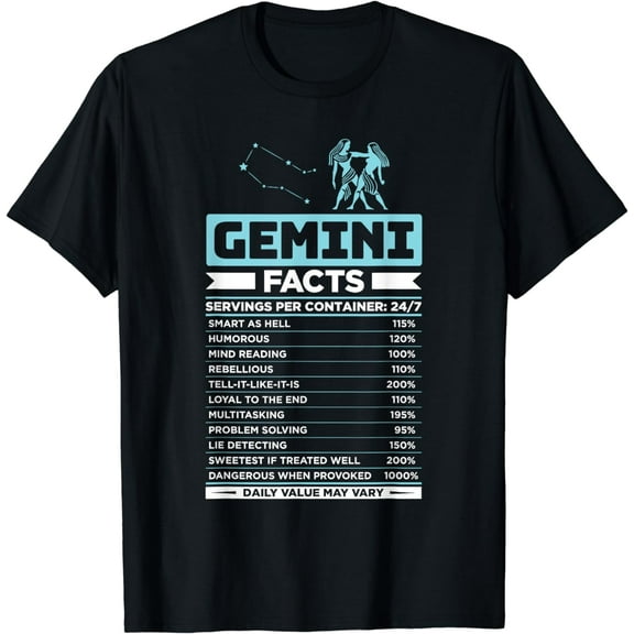 Gemini Zodiac Facts Traits Horoscope Sign Astrology Gift T-Shirt