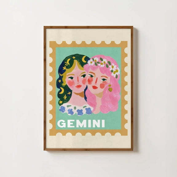 Gemini Zodiac Gemini Astrology Gifts Zodiac Sign Celestial Horoscope Portrait Decor Unframed Paper Print