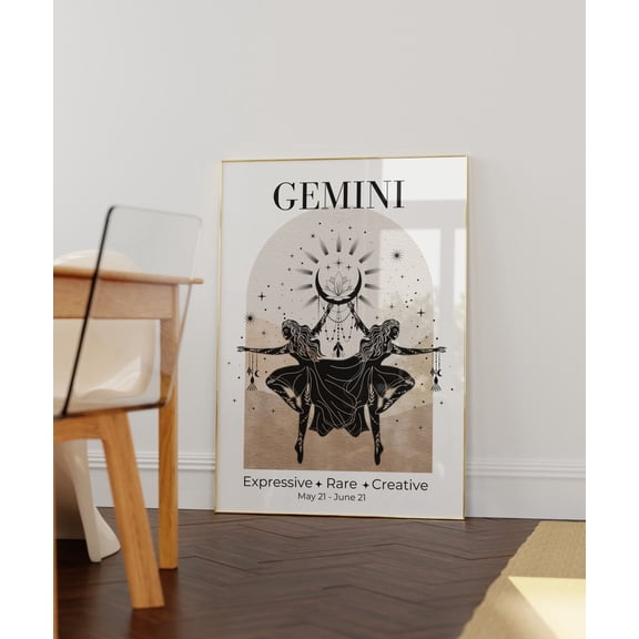 Gemini Zodiac Goddess Gemini Astrology Birthday Celestial Wall Art Unframed Paper Print