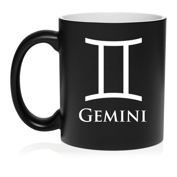 Gemini Zodiac Horoscope Ceramic Coffee Mug Tea Cup Gift (11oz Matte Black)