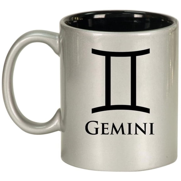 Gemini Zodiac Horoscope Ceramic Coffee Mug Tea Cup Gift (11oz Silver)