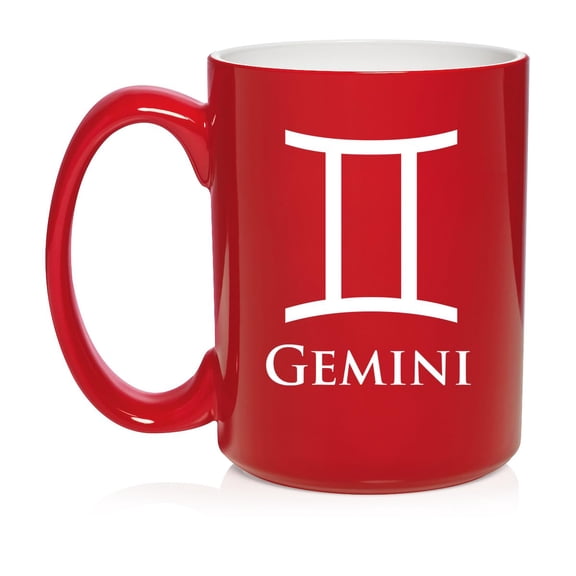 Gemini Zodiac Horoscope Ceramic Coffee Mug Tea Cup Gift (15oz Red)