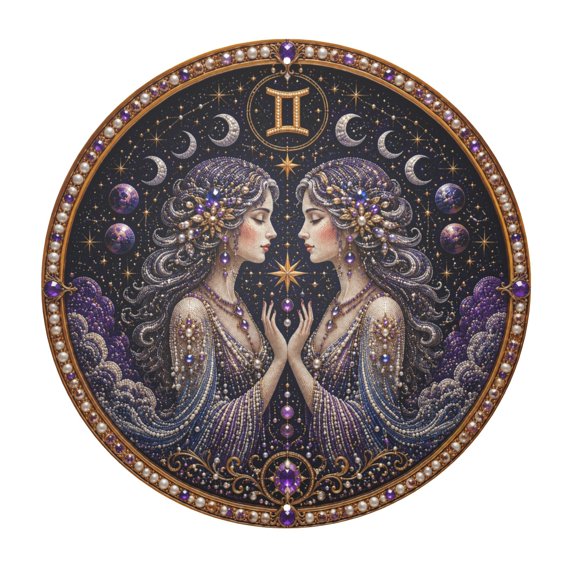 Gemini Zodiac Metal Wall Decor Sign - 8X8 Inch Round Horoscope Art - Vintage Style Indoor/Outdoor Easy Hanging Weather Resistant Rustic Iron Design for Home Decor Enthusiasts