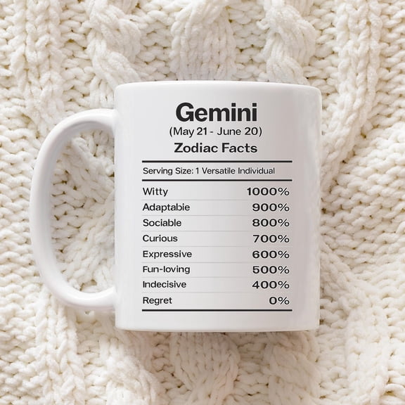Gemini Zodiac Mug Astrology Gift for Gemini Women | Funny Gemini Coffee Cup for Birthday, Booktok Fan, or Celestial Gift