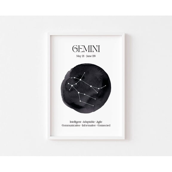 Gemini Zodiac Poster, Astrology Posters, Zodiac Star Poster Wall Art, Celestial , Star , Spiritual Poster, Constellation, Mercury Art, Size 8x12 UNFFRAMED F03.1.7l2428