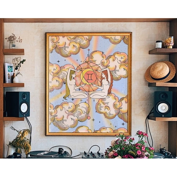 Gemini Zodiac Poster Celestial Witchy Art Print