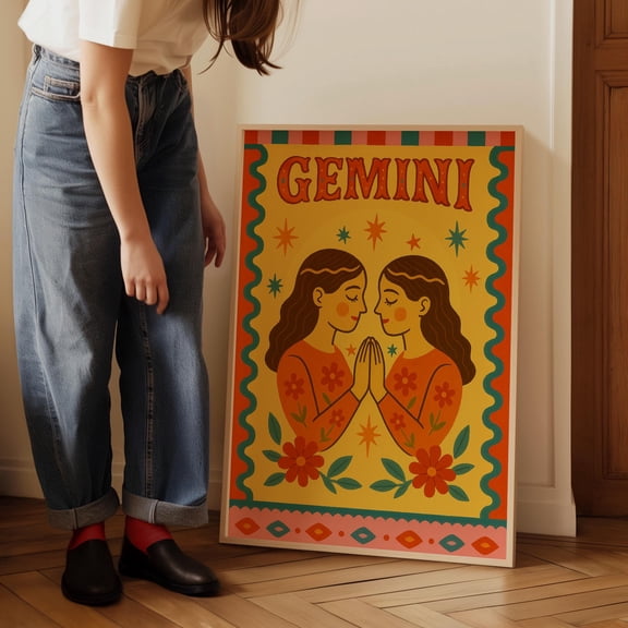 Gemini Zodiac Poster Colorful Astrology Wall Art, Horoscope, Poster Only
