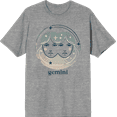thumbnail image 1 of Gemini Zodiac Sign Adult Heather Gray Crew Neck Short Sleeve Tee-Medium, 1 of 4