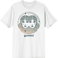 thumbnail image 1 of Gemini Zodiac Sign Adult White Crew Neck Short Sleeve Tee-Medium, 1 of 4