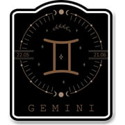 Gemini Zodiac Sign Astrology Horoscope Black Sign 8.5x10