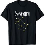 Gemini Zodiac Sign Constellation Mens Womens Birthday T-Shirt men and women can wear, black, white, gifts.