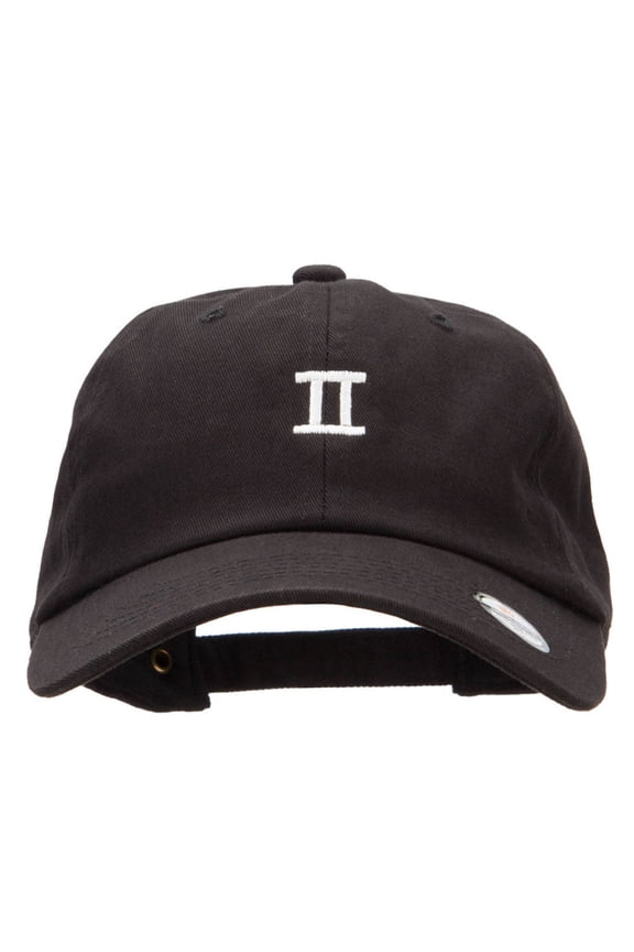 Gemini Zodiac Sign Embroidered Unstructured Cap - Black OSFM