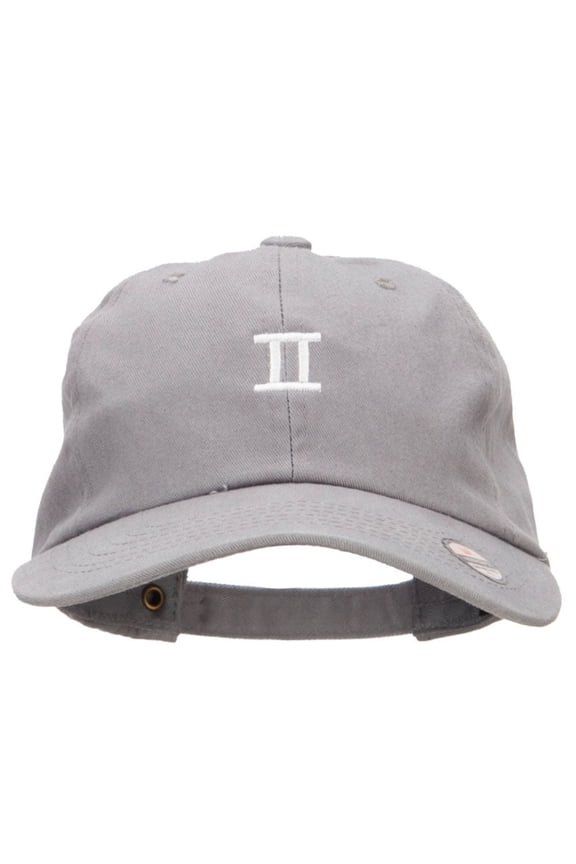 Gemini Zodiac Sign Embroidered Unstructured Cap - Grey OSFM