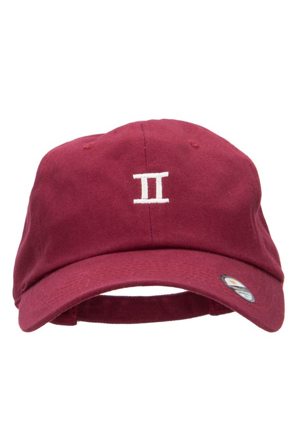 Gemini Zodiac Sign Embroidered Unstructured Cap - Wine OSFM
