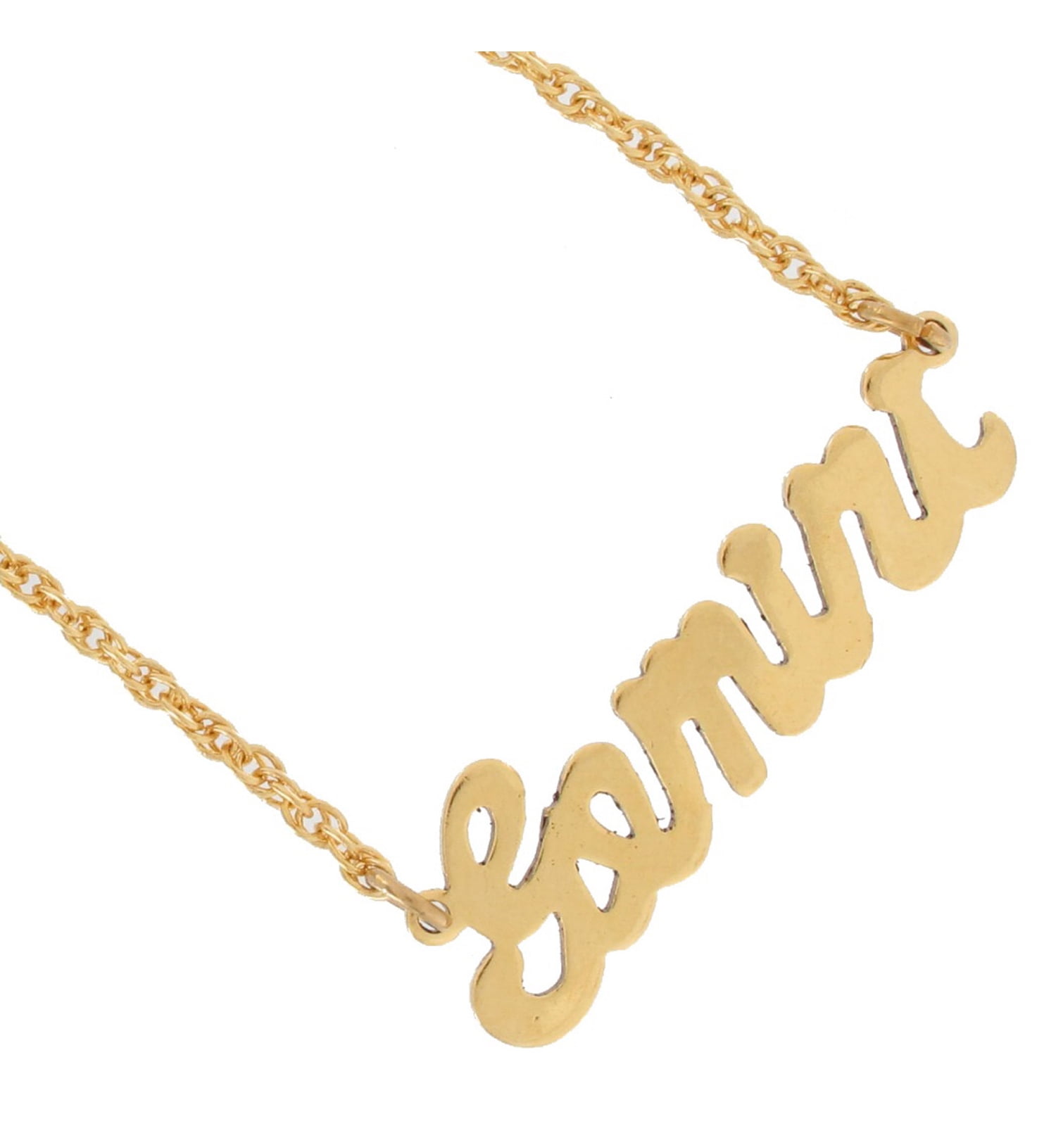 PRIVATE LABEL Gemini Zodiac Sign Gold Tone Astrology Nameplate Pendant Necklace Ladies Adult Female Women