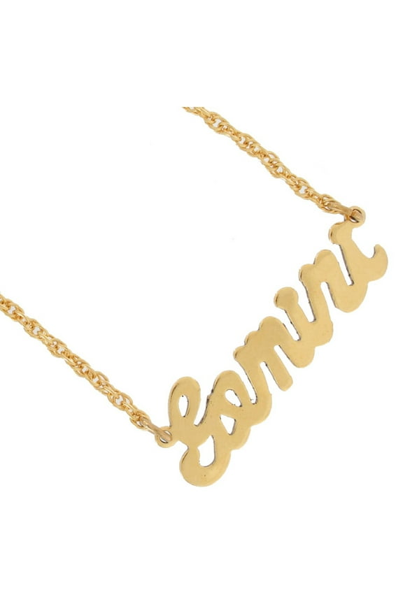 Gemini Zodiac Sign Gold Tone Astrology Nameplate Pendant Necklace Ladies Adult Female Women