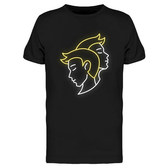 Gemini Zodiac Sign Neon Design T-Shirt Men -Image by Shutterstock, Male Small