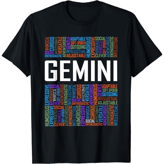 Gemini Zodiac Traits Horoscope Astrology Sign Gift Words T-Shirt