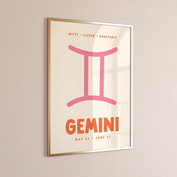 Gemini Zodiac Trendy Star Sign Wall Art, Unframed Paper Print Size 8x12