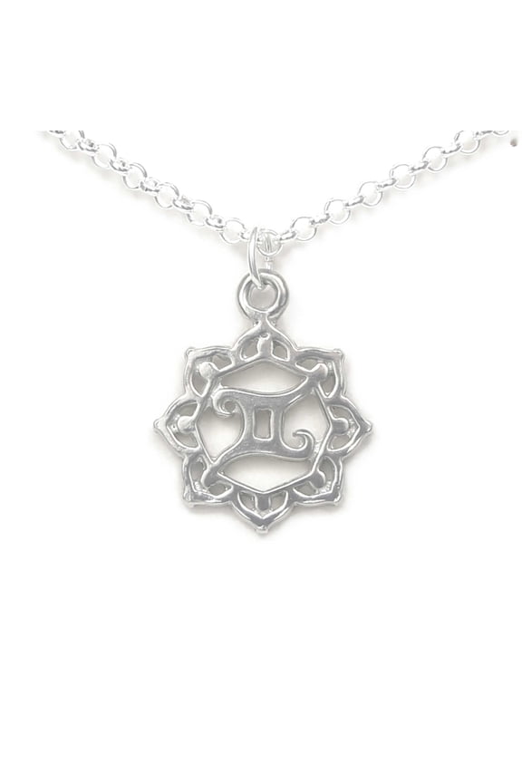 Gemini the Twin Zodiac Sign Necklace Pewter - Gift Packaged on story card with personality traits - Made in USA (24" chain length)