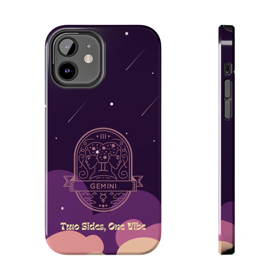 Gemini two side, one vibe Pink purple Tough Phone Case. Cute Stylish Zodiac Design - iPhone 12