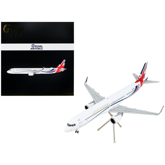 Airbus A321neo Commercial Aircraft White w/United Kingdom Flag Graphics 1/200 Diecast Model Airplane by GeminiJets