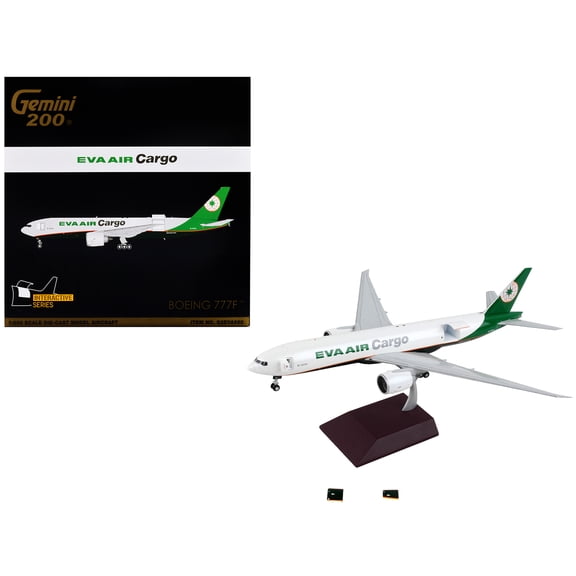 Boeing 777F Commercial Aircraft "Eva Air Cargo" White with Green Tail "Gemini 200 - Interactive" Series 1 200 Diecast Model Airplane by GeminiJets
