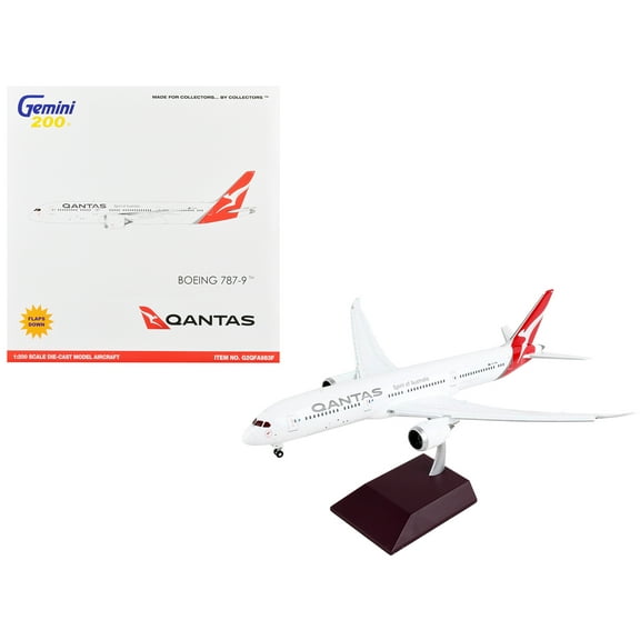 Boeing 787-9 Commercial Aircraft w/Flaps Down White with Red Tail "Gemini 200" Series 1/200 Diecast Model Airplane by GeminiJets