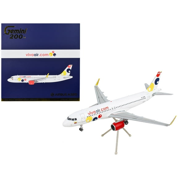 Airbus A320 Commercial Aircraft "Viva Air" White w/Tail Graphics "Gemini 200" Series 1/200 Diecast Model Airplane by GeminiJets