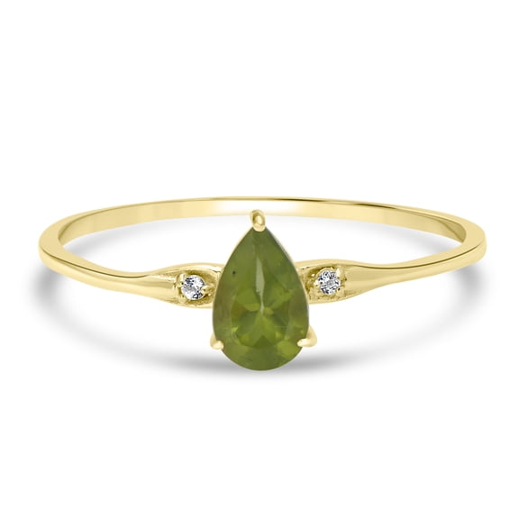 Gemistry 0.50 Ct Pear Peridot and Topaz Midi Ring in Sterling Silver